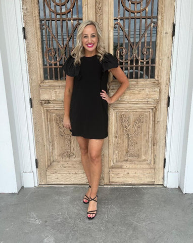 Who I'm Supposed To Be Ruffle Sleeve Dress - Black