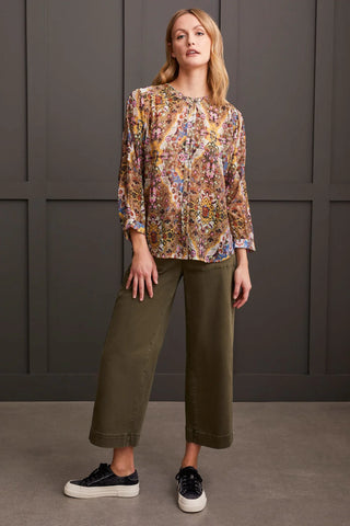 TRIBAL | Flowy Dolman Sleeve Blouse w/ Self-Covered Buttons