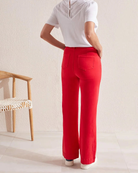 TRIBAL Fly Front Wide Pant - Poppy Red