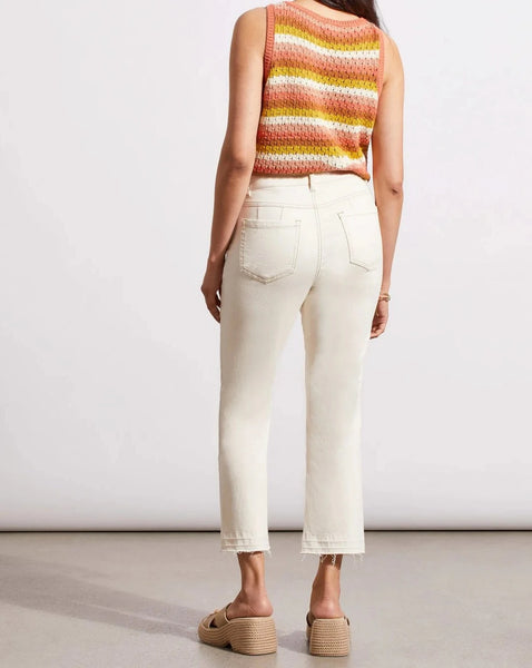 TRIBAL Sophia Micro Flare Crop Jeans - Ecru