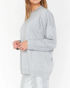 Show Me Your Mumu Classic Crewneck Sweater - Silver Metallic Knit