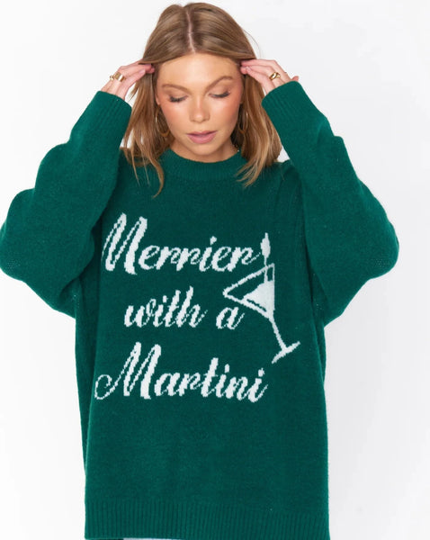 Show Me Your Mumu Classic Crewneck Sweater - Martini Graphic Knit