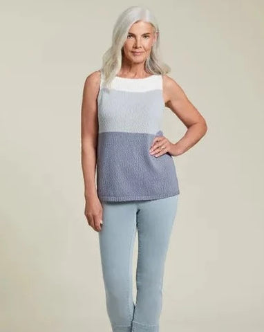 Tribal Color Block Sweater Tank - Fog