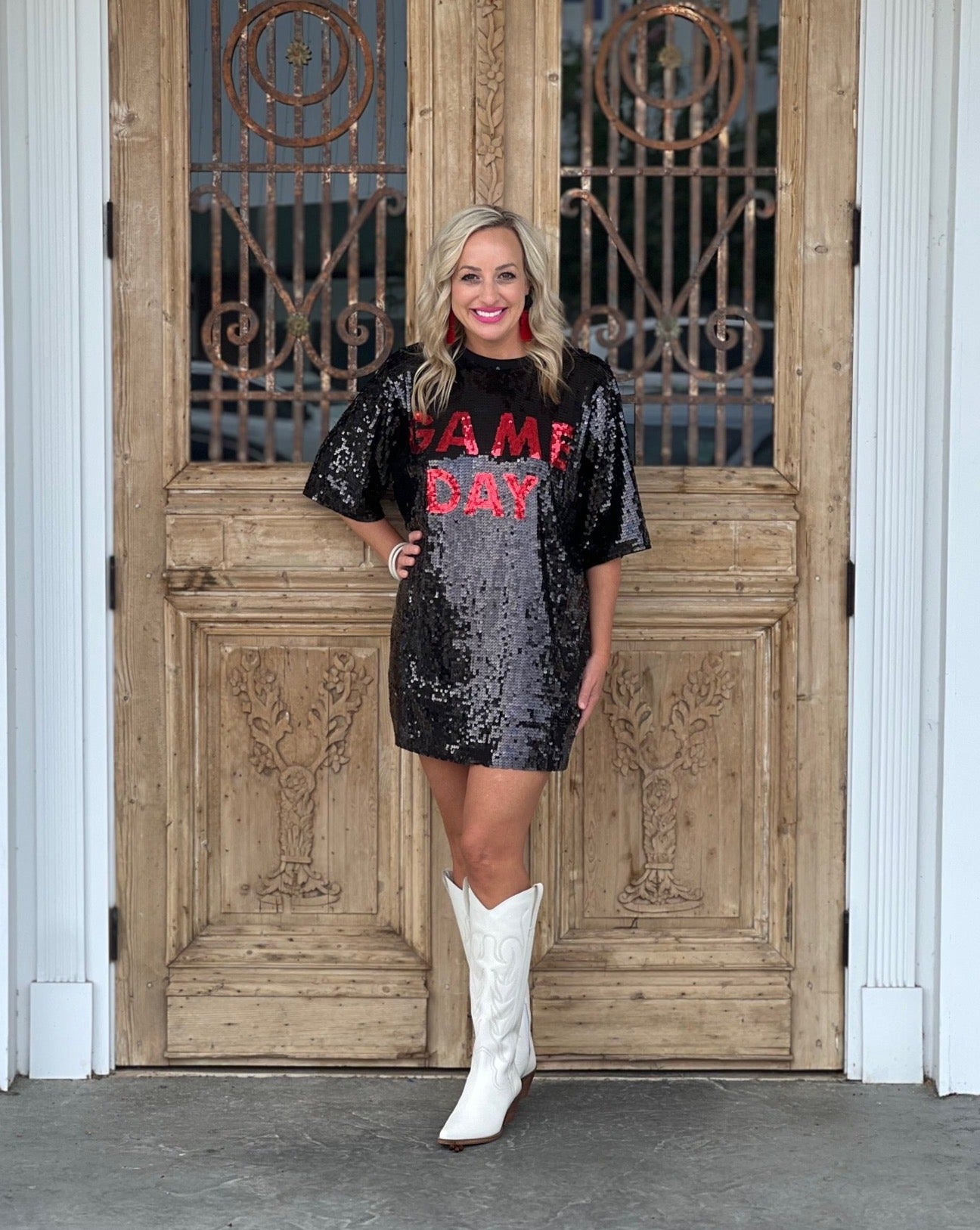 Game Day Sequin Shirt Dress Black Mine and Yours Boutique