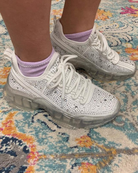 Kids Maxima Rhinestone Sneakers -White